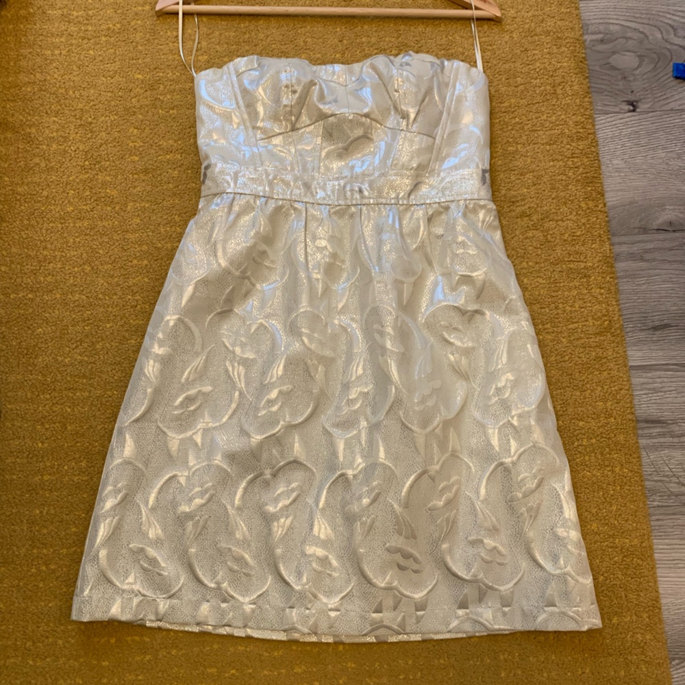 American Eagle Outfitters Cream Strapless Dress